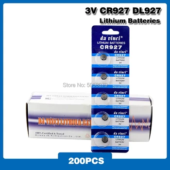 

200pieces 927 DL927 BR927 BR927-1W CR927-1W 3 V CR927 Lithium Battery Remote Control Clock Watch Coin Cell Battery Replace