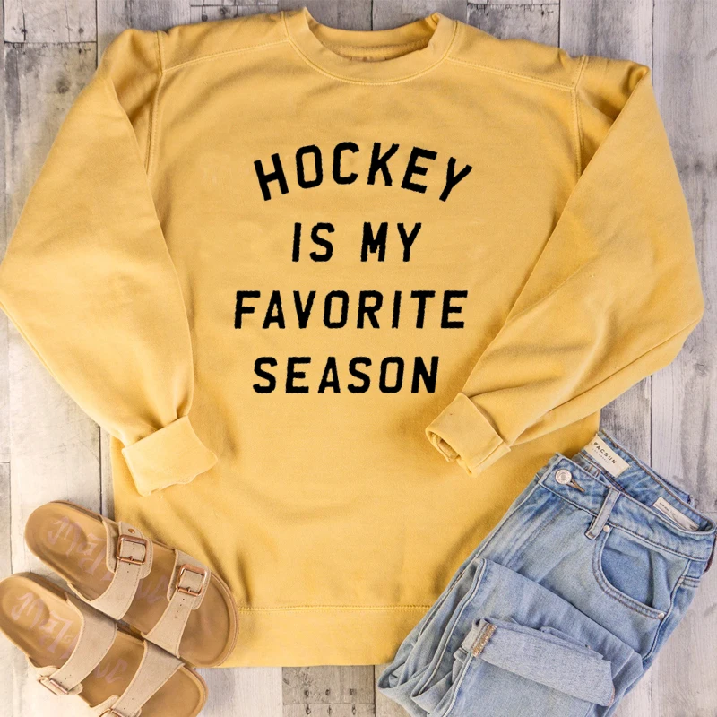 Hockey Is My Favorite Season Sweatshirt Mom Life Casual Women Clothing Fashion Plus Size Pullover Girl Funny Outwear Drop Ship