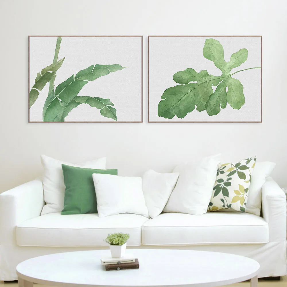 

New Style Watercolor Hipster Green Plant Leaves Frame Painting Core Customizable Northern European-Style Living Room Decorative