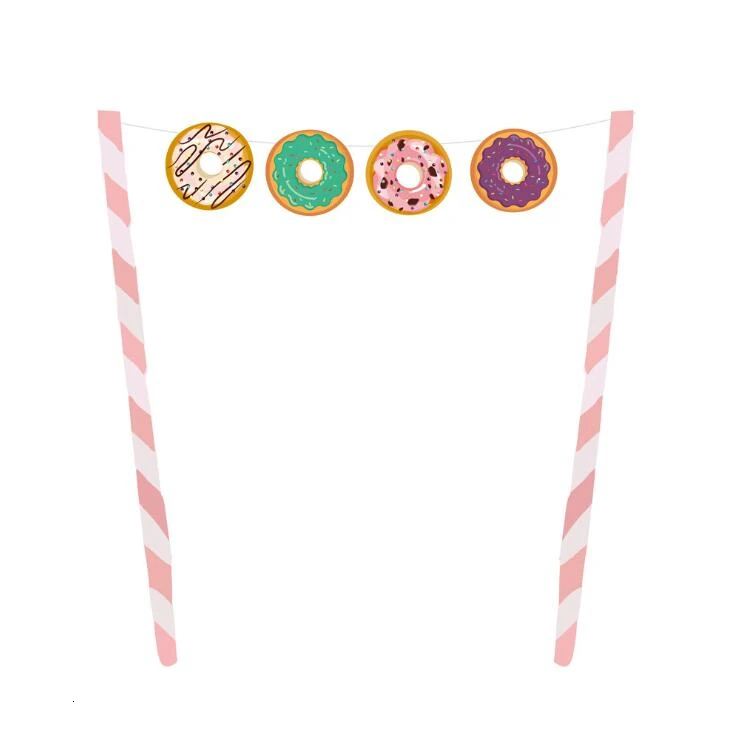 1PC cake topper 1 комплект, Пончик для выращивания торта, Декоративная гирлянда, воздушные шары, стикеры мороженое Тканные помпоны, детский душ, свадебные украшения на день рождения - Цвет: 1PC cake topper