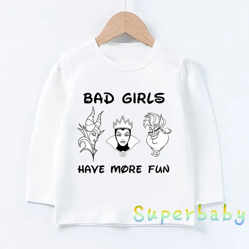 Детская футболка с принтом «Bad Girl Have More Fun» Забавные топы с рисунком для маленьких мальчиков и девочек, детская футболка с длинными рукавами LKP5298 - Цвет: LKP5298-C