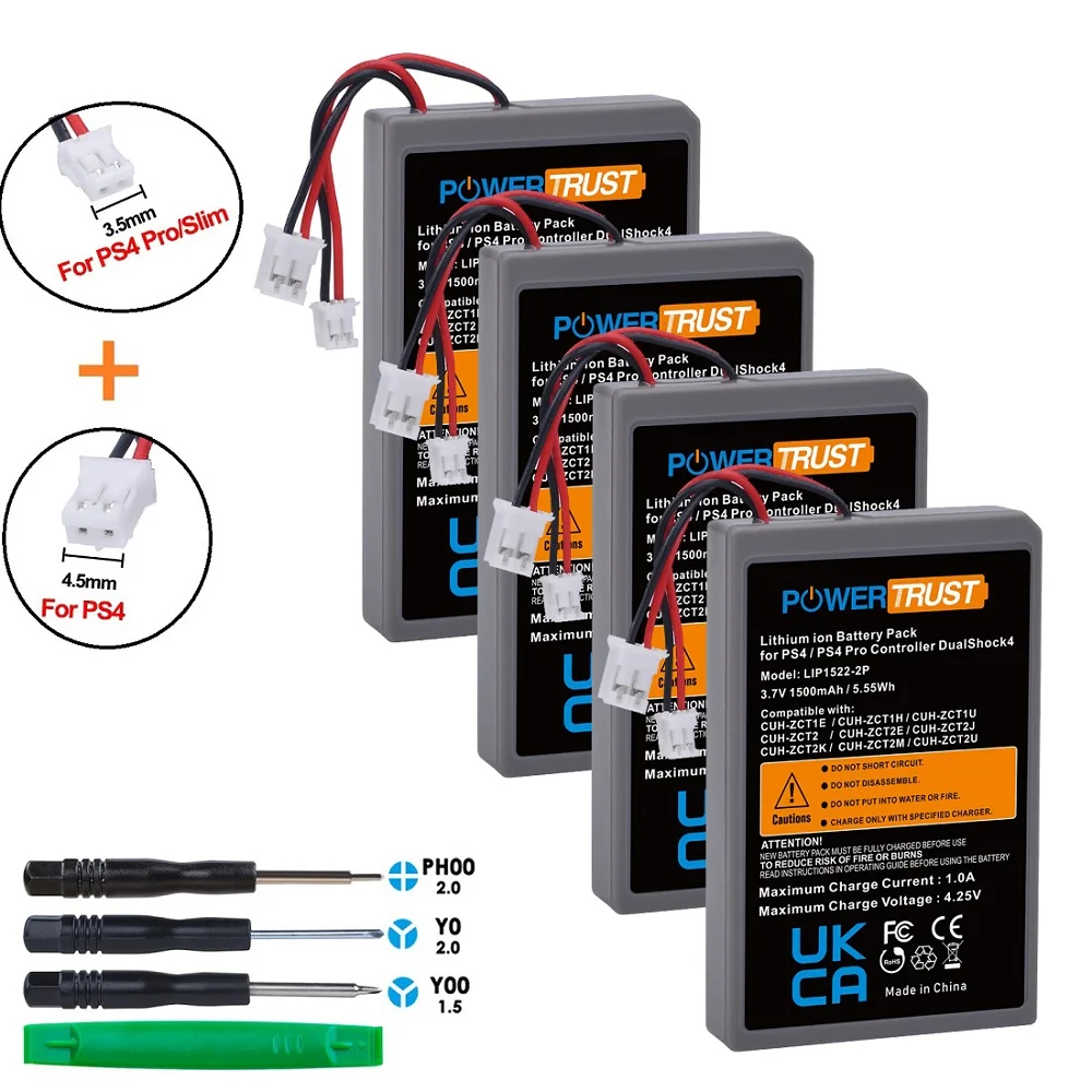 For SONY PS4/ PS4 Pro slim LIP1522 & KCR1410 Dualshock 4 V1 V2 Wireless Controller Playstation GamePad 2000mAh Replace Battery lithium battery pack Batteries
