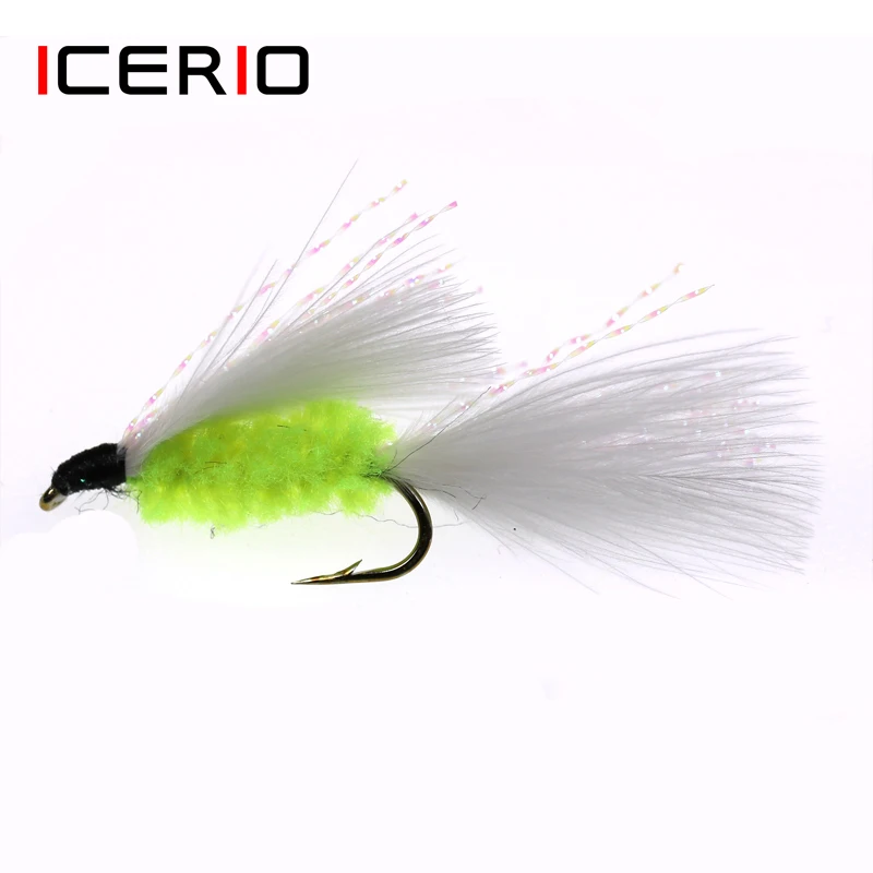 Icerio 8pcs Cat's Whisker Streamers Fly Tying Hook Trout Fishing Fly