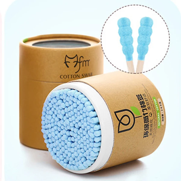 blue-200pcs 200 шт./кор. двойной головкой ватный тампон Для женщин макияжа ватные палочки наконечник для использования в медицинских деревянные палочки для носа, чистка ушей инструменты для здоровья - Цвет: blue-200pcs