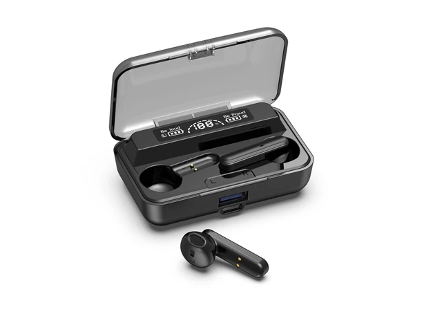 Wireless Headphones TWS Earphone Bluetooth 5.1 With Microphones IPX7 Waterproof Noise Cancelling Bluetooth Headset Type C Charge black