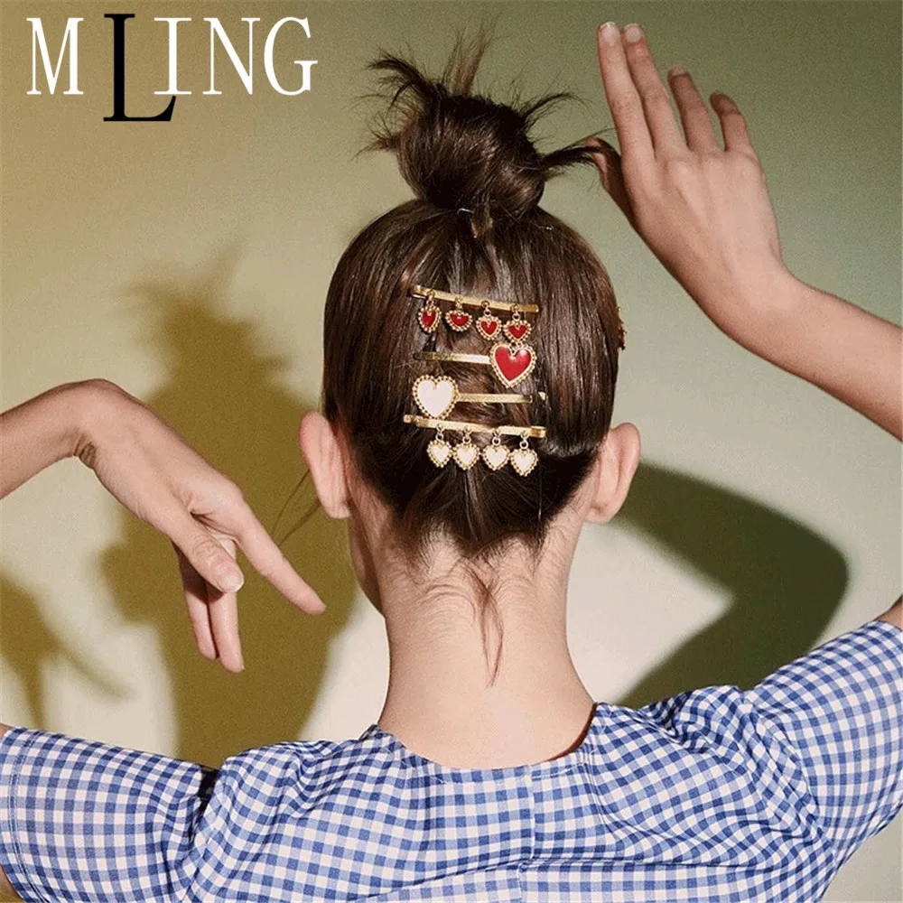 Женская заколка для волос MLING Винтажный зажим сердце из Золотого Сплава |