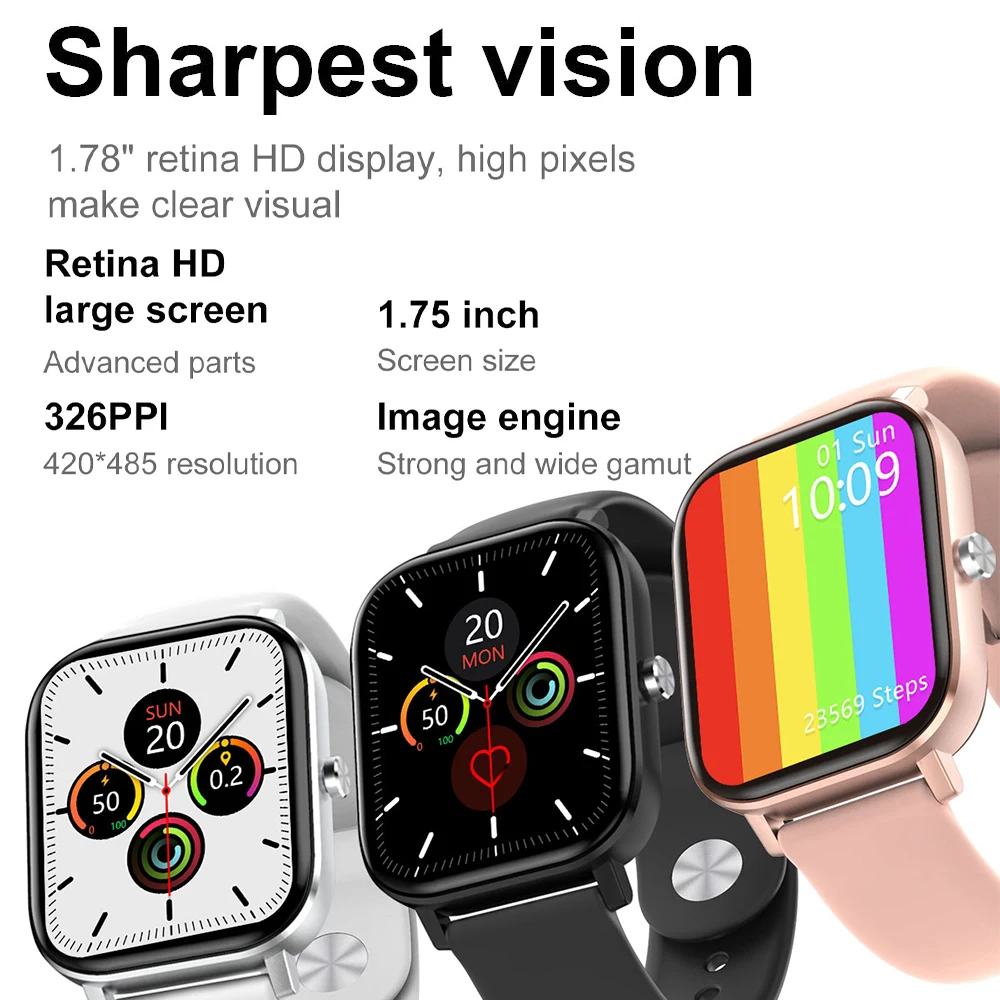 

Smartwatch with Bluetooth Call Fitness Bracelet 1.75inch Screen Smart Assistant Activity Tracker Heart Rate Smart Watch Android