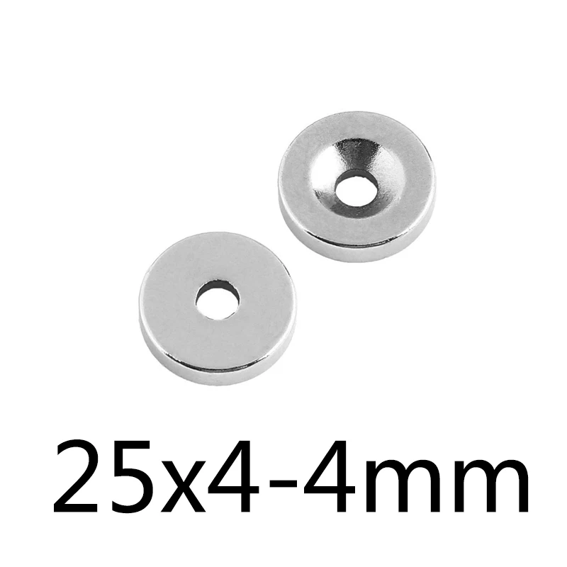 

500\1000\1500 pcs 25x4mm Hole 4 mm Super Strong Ring Loop Countersunk Magnet Rare Earth Neo Neodymium Magnets Cylinder 25*4-4 mm