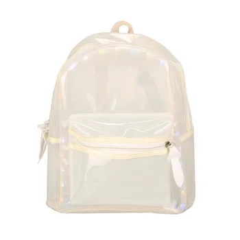 

Women Glitter Jelly Backpack LED Light Decoration Double Shoulder Bag Student Transparent School Bag Backpack Electronic Bags