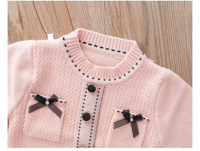 baby clothing set line Baby Girl Clothes Knitted Sweater Set Fall/Winter Girl Sweater College Style Girls Knitwear + Mesh Short Skirt 2-piece Set baby outfit matching set