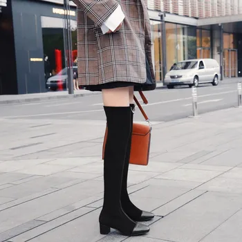 

Big Size Elastic boots with sharp zipper and thick heel