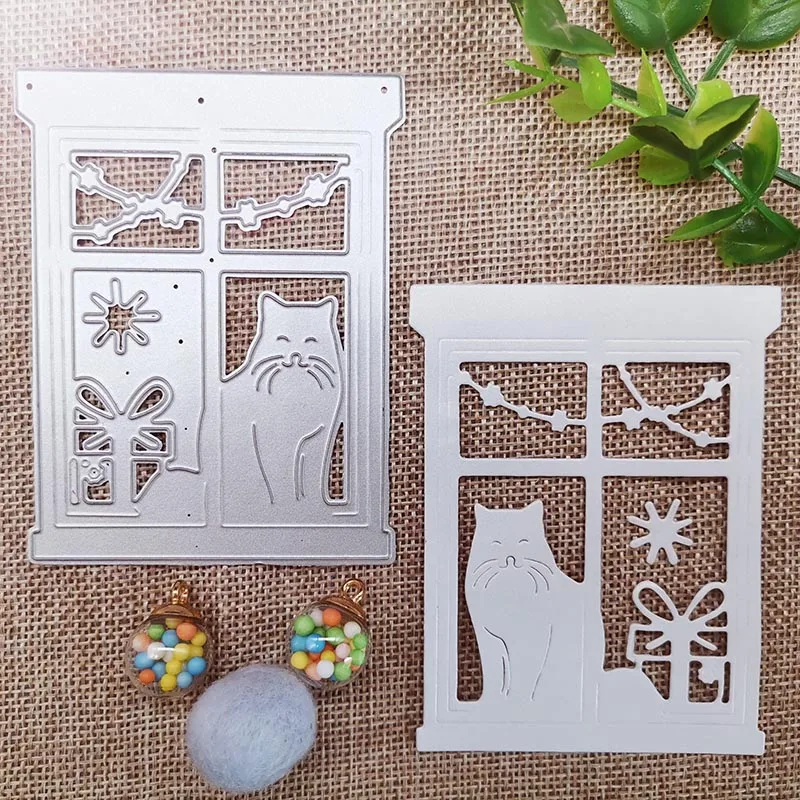 Новые металлические Вырубные штампы скрапбукинг окно и кот альбом сделай сам