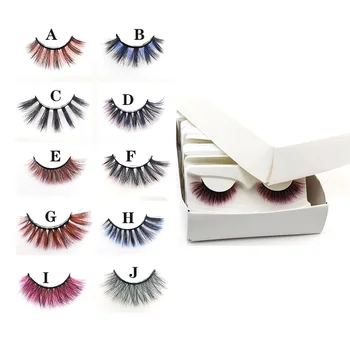

Colored Mink Eyelashes Handmade Soft Party Festival Eyelash Makeup Beauty Long Lasting Strip False Eyelashes Extension Reusable