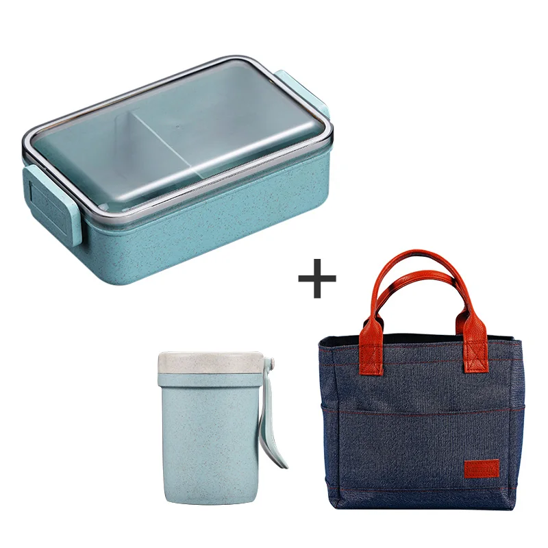 Set C3 WORTHBUY, японская микроволновая печь, коробка для бэнто, Пшеничная солома, детский Ланч-бокс, герметичный, бенто, Ланч-бокс для детей, школьный контейнер для еды - Цвет: Set C3