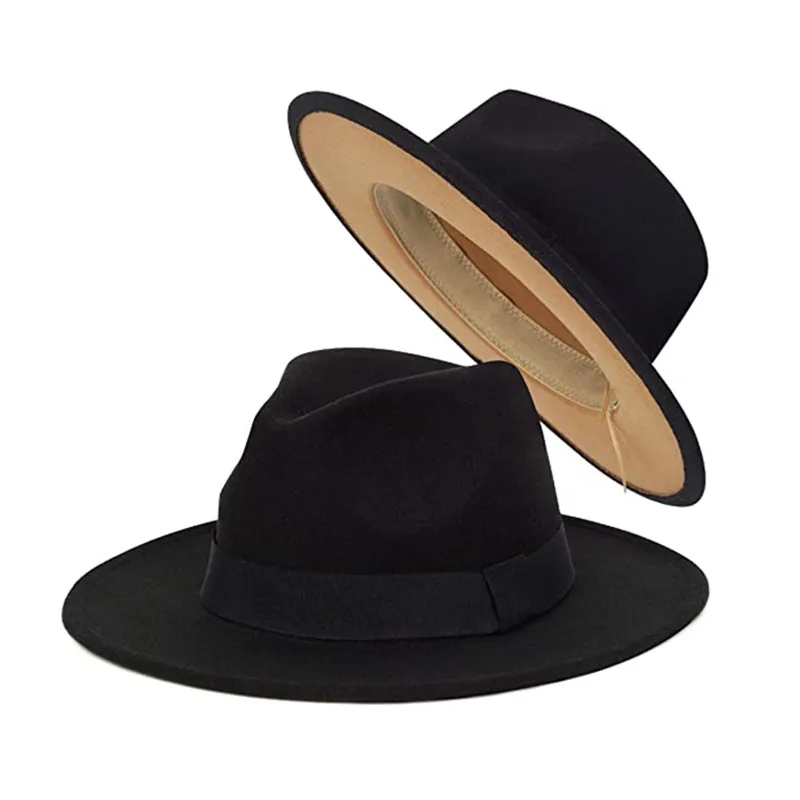 Wide Brim Black Khaki Fedora Hats 