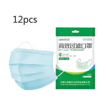 

12Pcs Child Size Anti-dust Safe Breathable 3-Layer Anti Flu Mouth Mask Disposabl