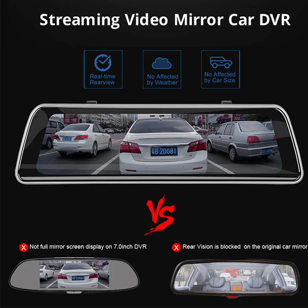 Двойной объектив видеорегистратор передний задний USB DVR Автомобильный Реверсивный рекордер циклическая запись g-сенсор HD сенсорный экран 10 дюймов широкий угол