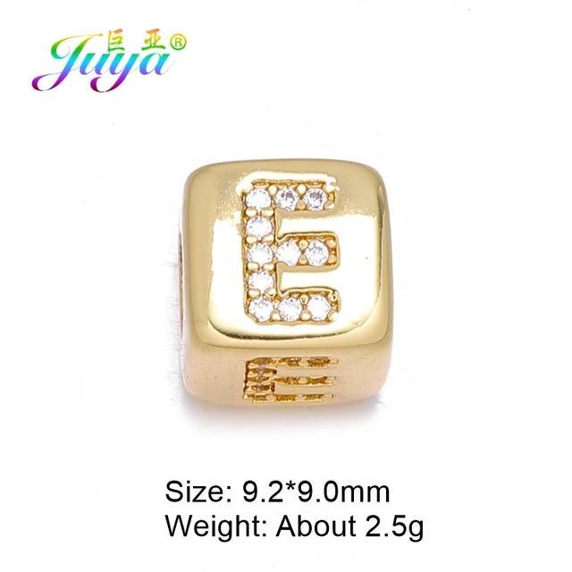Juya 4pcs Lot Diy Gold Alphabet Initial Letter Beads Supplies Copper Material Tube Beads For Handmade Charms Name Jewelry Making Beads Aliexpress