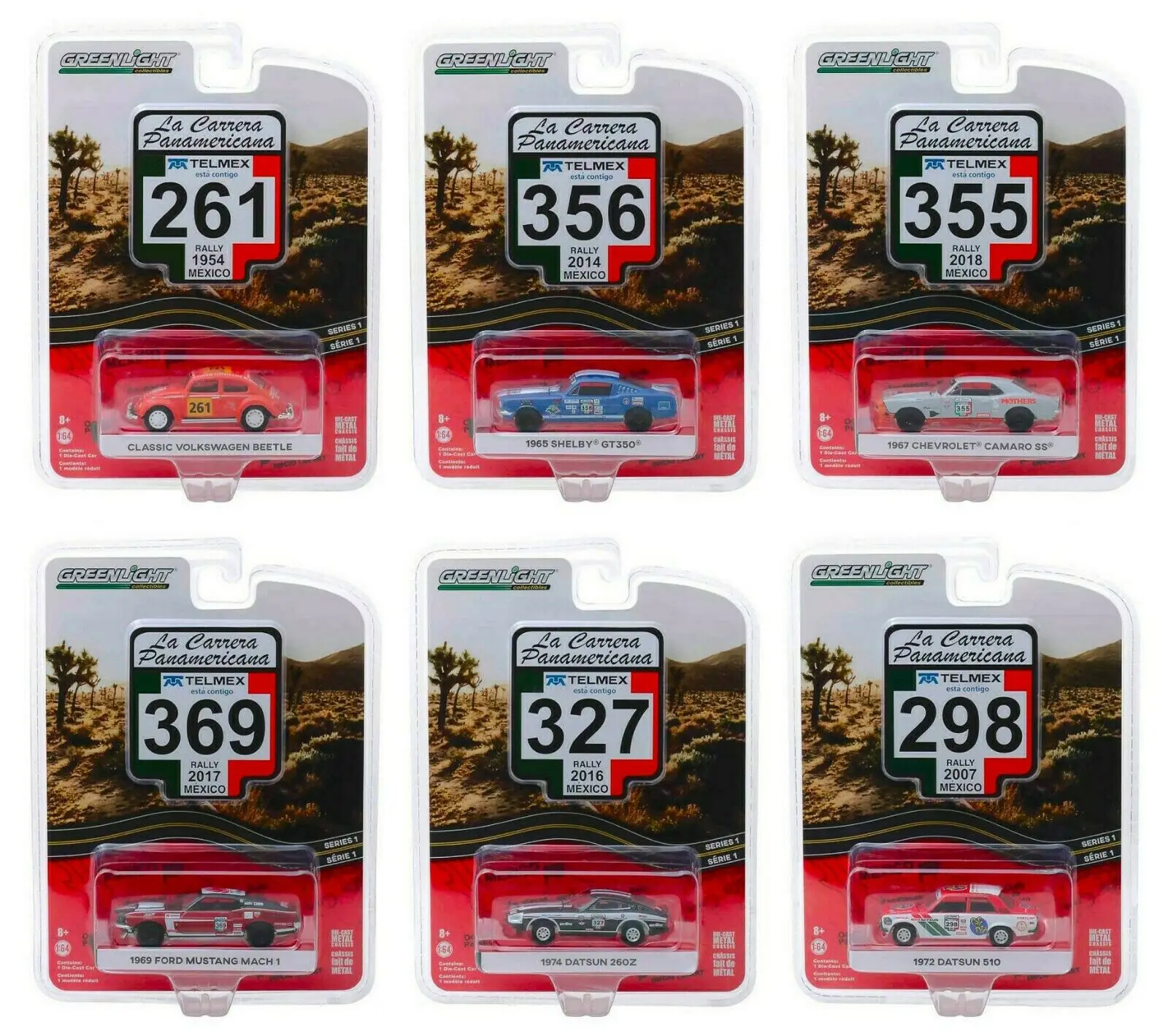 Зеленый свет 1: 64 La Carrera Panamericana Серия 1 набор из 6 Игрушечная машина из сплава игрушки для детей литой модельный автомобиль подарок на день рождения