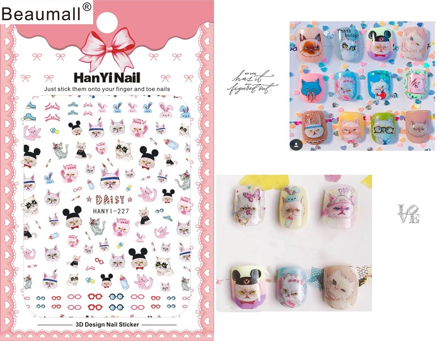 

Cartoon Patterns !Nails Art Manicure Back Glue Decal Decorations Design Nail Sticker For Nails Tips Beauty