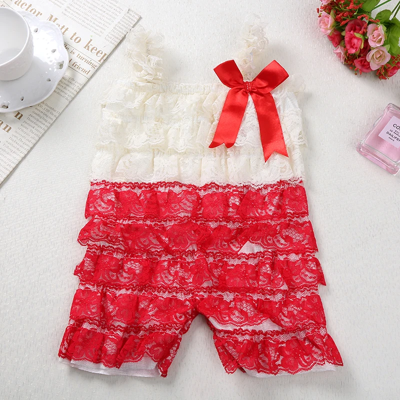 Baby Lace Rompers Newborn lucky Clothes Birthday photography Girls child Romper Baby Petti Lace Christmas Clothing Infant Party