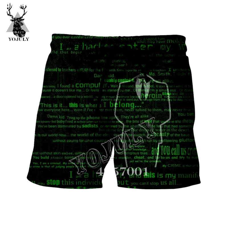 10 YOJULY I'm A Hacker Программирование код геймер 3D печати купальники шорты летние унисекс Повседневные трусики Пляжные штаны короткие брюки DK29 - Цвет: 10