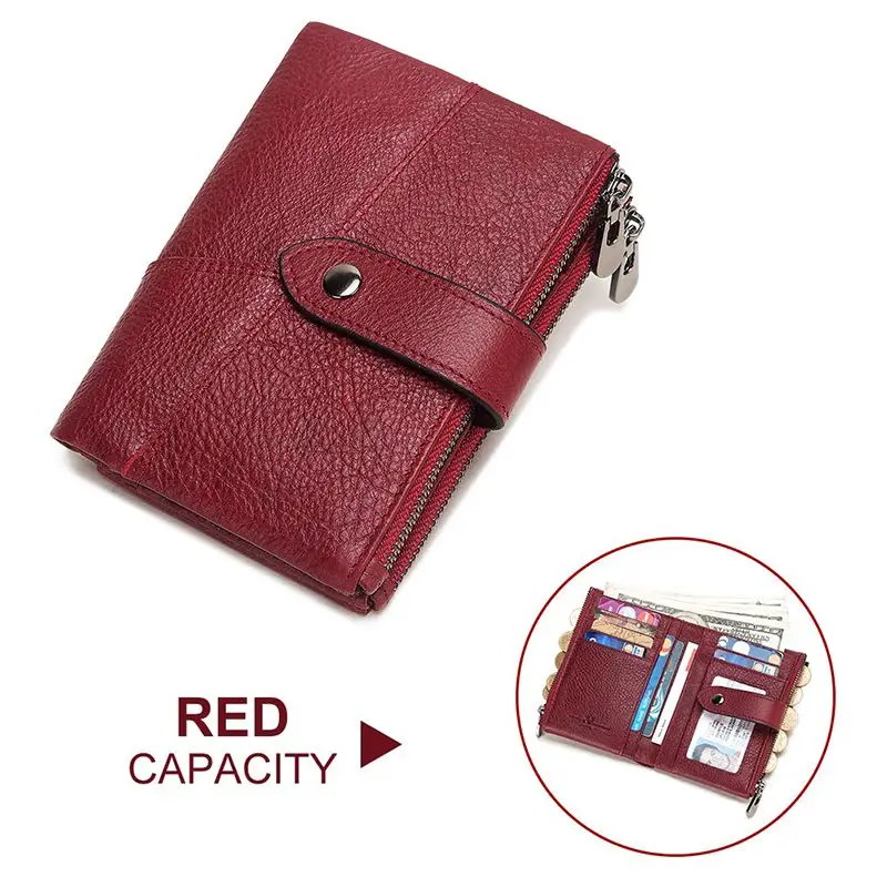 GZCZ RFID кошелек из натуральной кожи для мужчин Crazy Horse кошельки короткий кошелек для монет мужская сумка для денег качественный дизайнерский мини-кошелек - Цвет: Red M