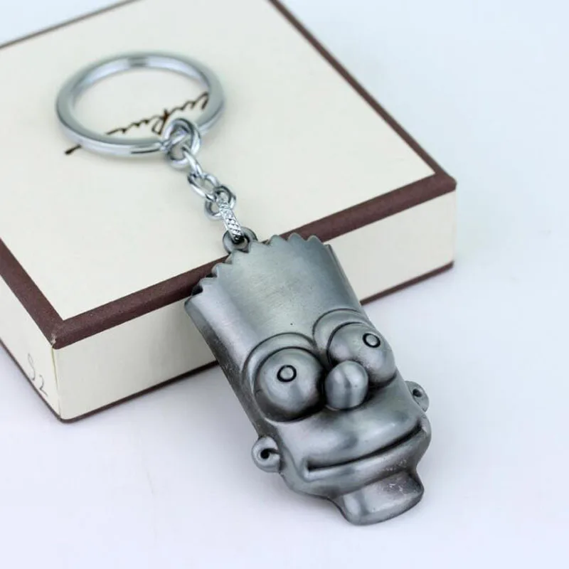 A silver 20 шт./лот популярный комикс аниме ювелирный брелок Металлический Золотой Серебряный мультфильм фигурка Барт Симпсон кулон брелок, цепочка для ключей - Цвет: A silver