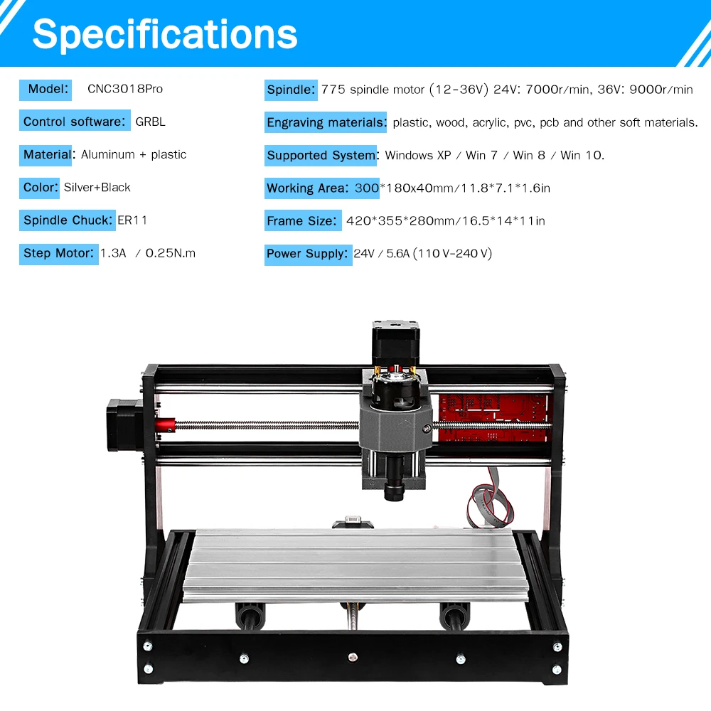 Details about   110V CNC Router Kit Laser Engraving Machine with GRBL Control 3018-MX3 PCB Wood 