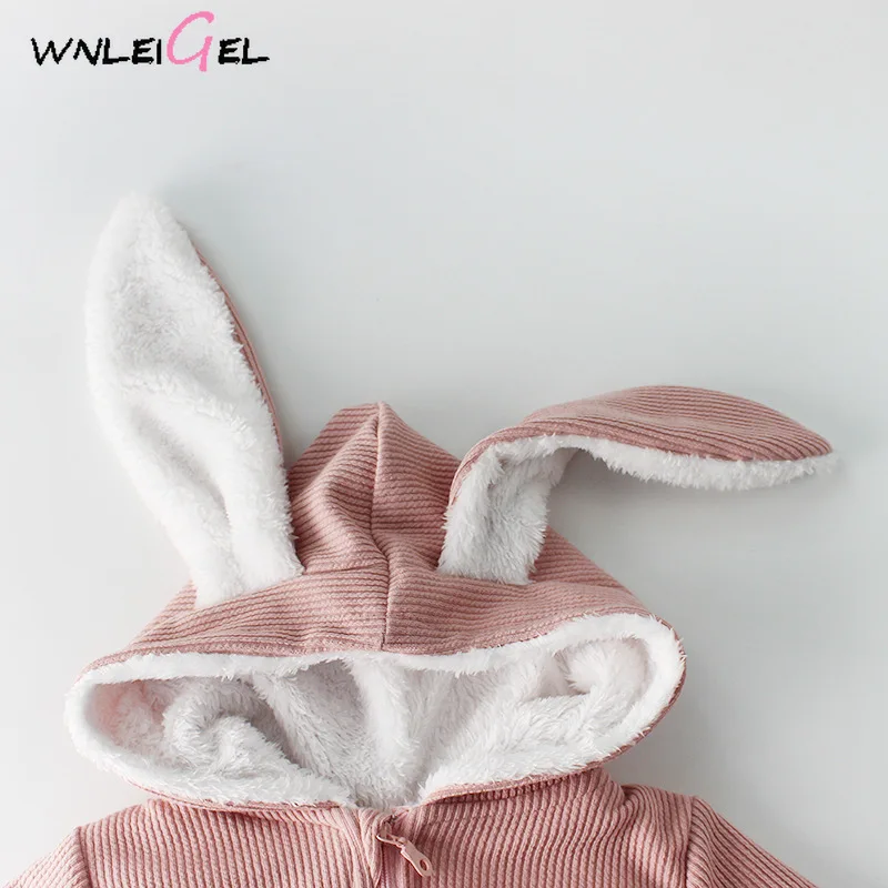 WLG/Одежда для новорожденных; зимняя одежда для малышей; цвет белый, хаки, розовый; стиль кролика; бархатные плотные комбинезоны; Теплая Повседневная одежда для малышей