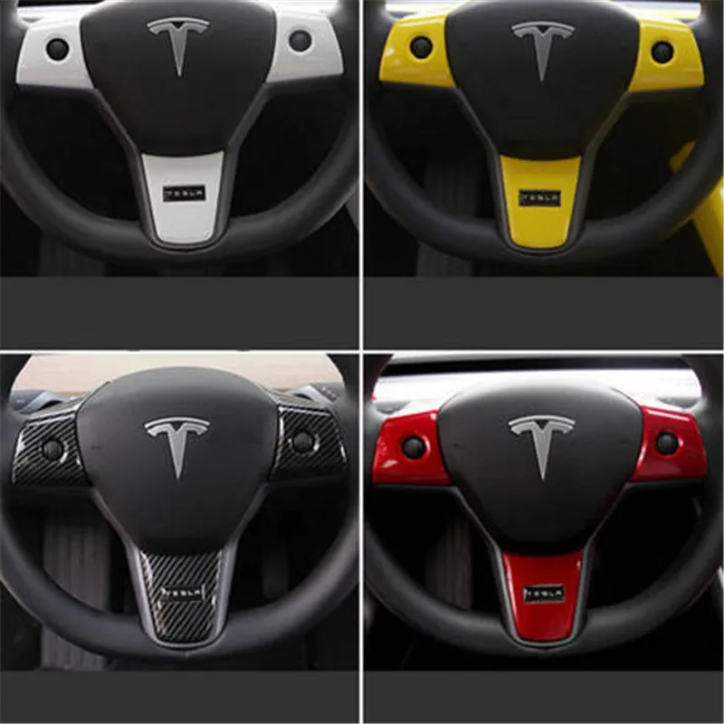 3 шт. ABS Автомобильная внутренняя рулевая панель накладка отделка украшение наклейка для Tesla модель 3 интерьерные молдинги