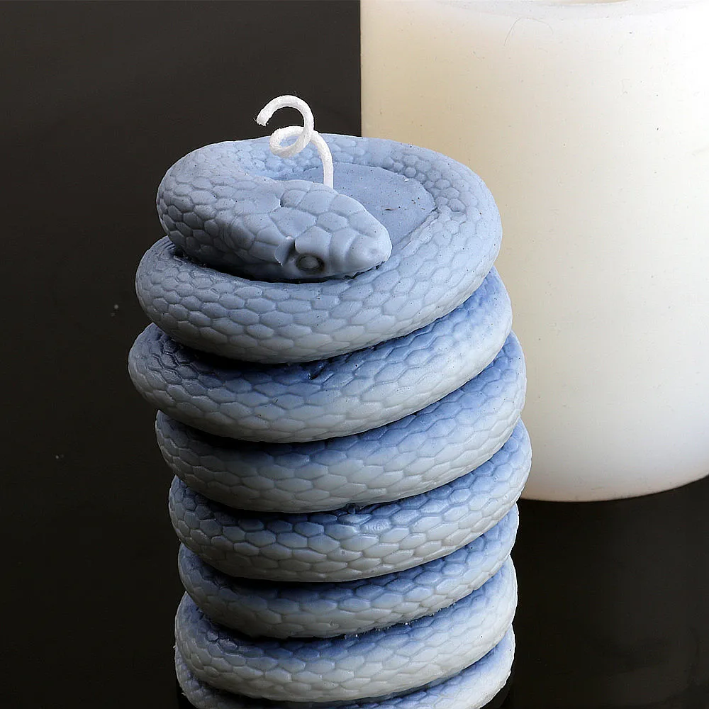 3D Snake Coiling Silicone Candle Mold, Handmade