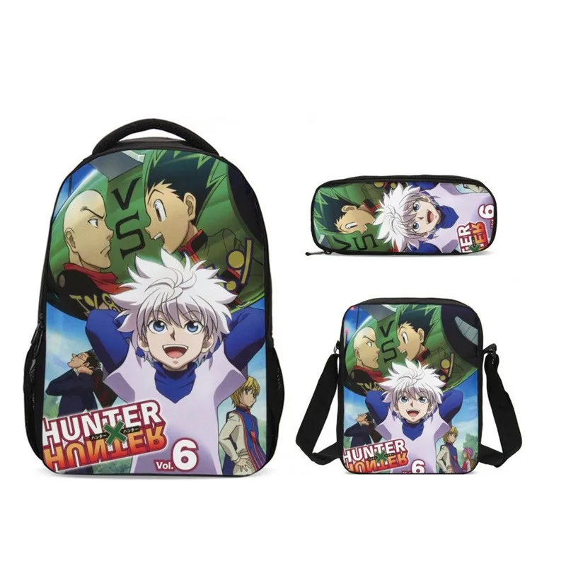 Hunter X Hunter 3 шт. комплект школьных сумок, детский школьный рюкзак для ноутбука для мальчиков-подростков, студенческий рюкзак школьный Детская сумка для карандашей