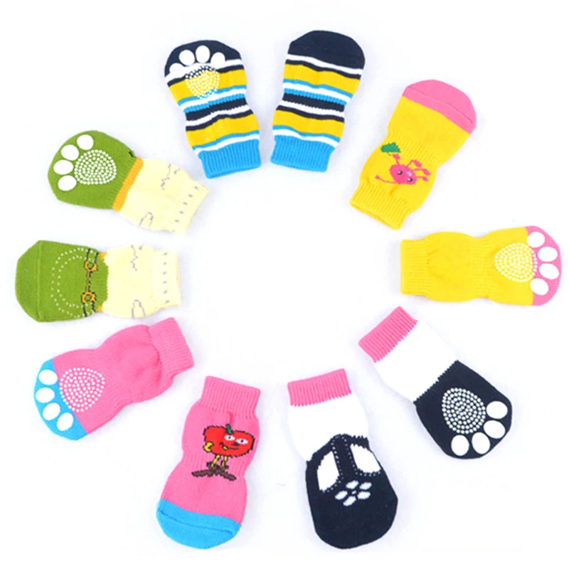 Uds preciosa de moda para mascotas calcetines para perros 4 Uds lindo cachorro perros calcetines para mascotas antideslizante fondo