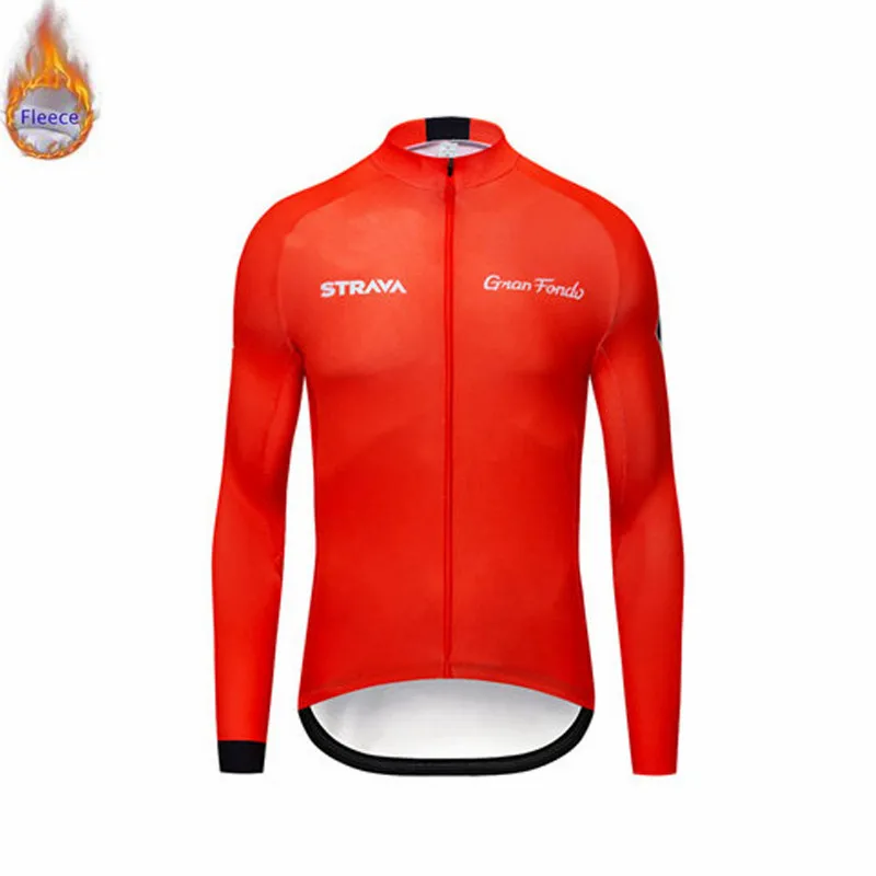 STRAVA Зимняя Теплая Флисовая Мужская велосипедная футболка с длинным рукавом, одежда для велоспорта Pro team, уличная горная дорога, велосипедный Триатлон - Цвет: 3