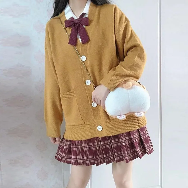 JK Uniforms Cardigan Multicolor Student Girls Cosplay Japan School Sweater Spring Autumn V-neck Cotton Knitted |