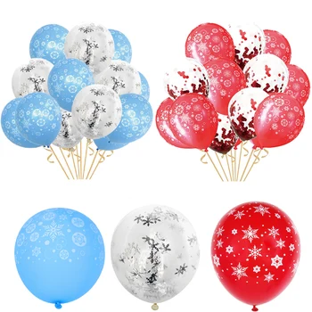 

blue red silver Snowflakes Balloons Latex Balloon Confetti Baloon Winter Party Decor Christmas New Year Party Balls globos