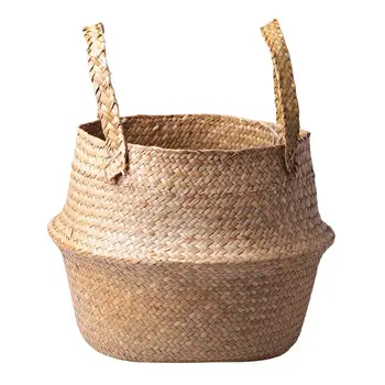 

Woven Seagrass Basket Household Storage Natural Seagrass Folding For Plant Pot Basket And Laundry Storage And Grocery Basket