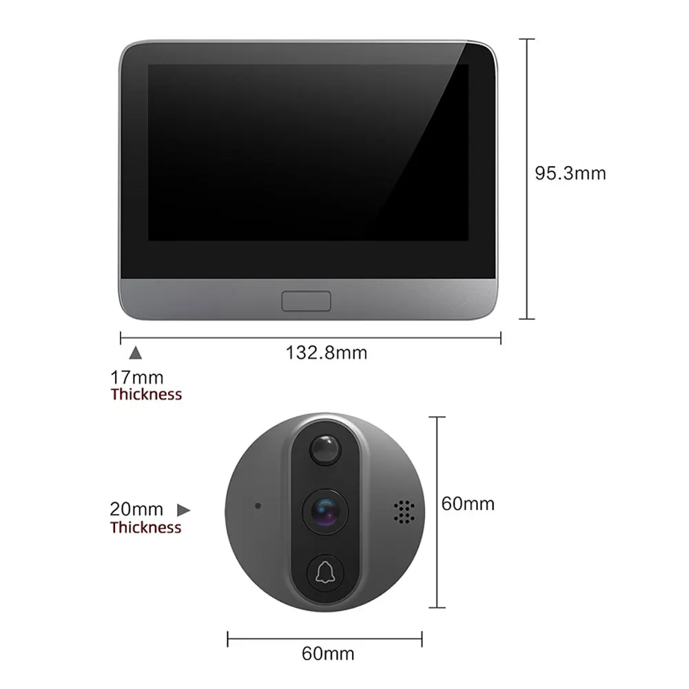 Support tuya peephole 1080p camera wireless audio doorbell wifi 4.3 inch touch screen video intercom system