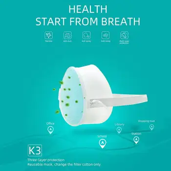 

Reusable Protective Face Mask PM2.5 3-Ply Replaceable Filter Element For Smog Dust Fog Pollen Safety Protection Silicone+PP