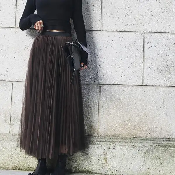 Летняя сетчатая Длинная женская юбка с эластичной резинкой на талии, свободные женские юбки большого размера, новинка DC566