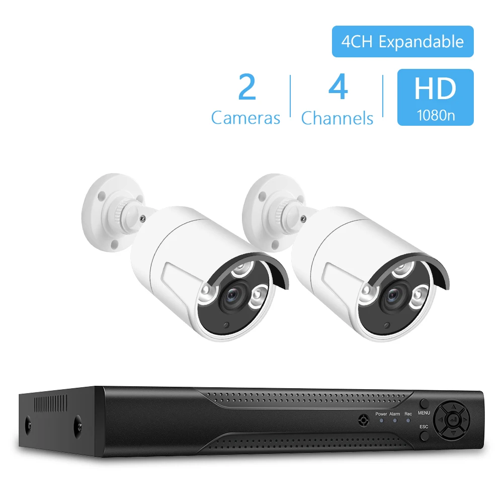 White 4CH 2Cam Камера Безопасности 8CH цифровой видеорегистратор+ 4 шт 1080P Черная Камера s с 36 шт IR-CUT светодиодный фонарь Поддержка жесткого диска - Цвет: White 4CH 2Cam