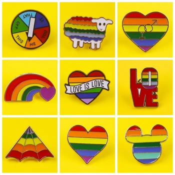 

LGBT Pride Brooch Badge Rainbow Flags Intersex Pins Cute Heart Gay Brooches Badge On Cloth Denim Women Jackets LGBT Accessories