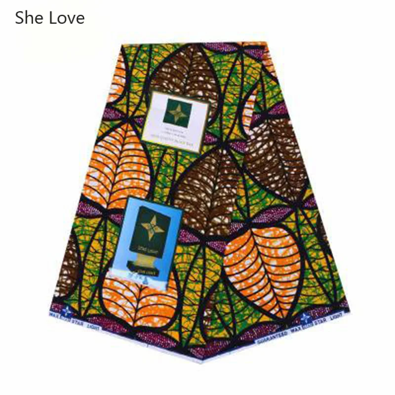 Chzimade 1Yard Ankara African Leaf Printed Fabric Cotton Real Wax For Party Dress Making Sewing Materials | Дом и сад