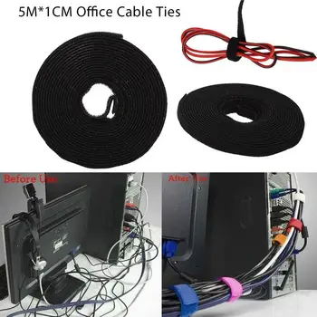 

Cable Ties Convenient Reusable 5Mx1cm Magic Sticker Strap Roll Wrap Cable Cord Ties Loop Tape Pack Cable Cord Tidy Organiser