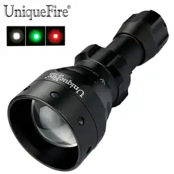 Черный фонарик UF-1503 xre-светодиоды зеленый/красный/белый свет 50 мм выпуклая линза T50 черный факел 3 режима для кемпинга и охоты