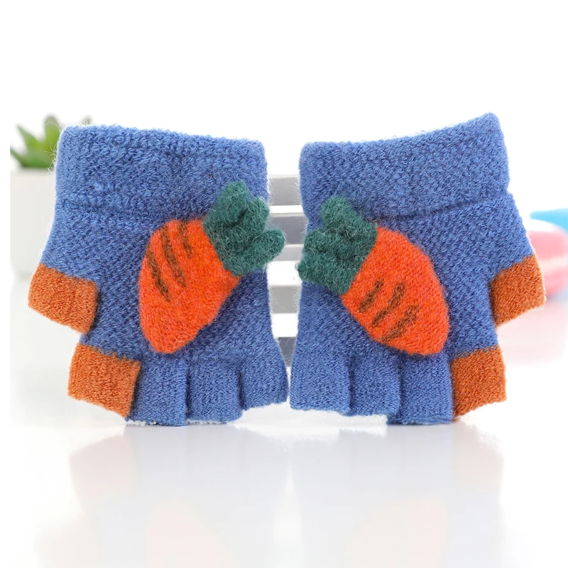 Мини-перчатки для младенцев, милые мужские трикотажные детские перчатки с морковкой, мужские и wo мужские утепленные перчатки для малышей