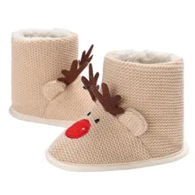 Новинка; Рождественская зимняя обувь с оленем для новорожденных; милая теплая обувь для малышей; обувь для мальчика; свитера; сапоги для От 0 до 1 года