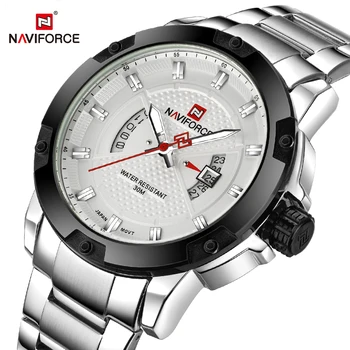 

NAVIFORCE Mens Watches Top Luxury Brand Men Full Steel Date Quartz Watch Analog Waterproof Sports Army Military WristWatch Clock
