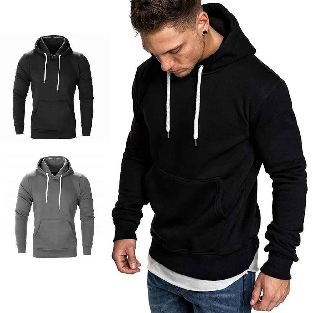 

2018 Slim Fit Pure Color Hooded Sweatshirt Coat Jacket Winter Men'S Pure Sweatshirts Hats Latest Fashion Warm Hoodies